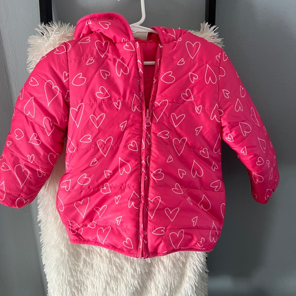 Pink Heart toddler puffer jacket